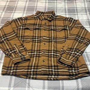 Patagonia Brown, Tan and Black Plaid Shirt Size Large